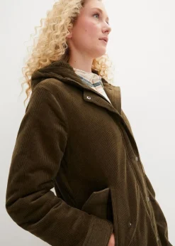 Discount Warmer Cord-Parka mit Teddy-Futter in der Kapuze, in A-Linie Damen Jacken & Mäntel|Bekleidung·Hosen