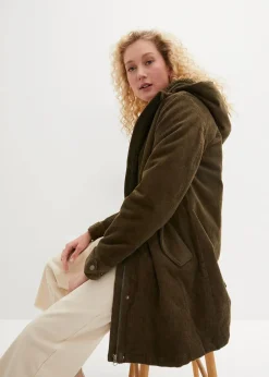 Discount Warmer Cord-Parka mit Teddy-Futter in der Kapuze, in A-Linie Damen Jacken & Mäntel|Bekleidung·Hosen