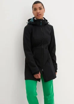 Damen bonprix Jacken & Mäntel|Bekleidung·Hosen|wasserabweisende Funktions-Softshell-Longjacke, Kuschelfleece