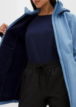 Damen bonprix Bekleidung·Hosen|Jacken & Mäntel|wasserabweisende Funktions-Softshell-Longjacke, Kuschelfleece