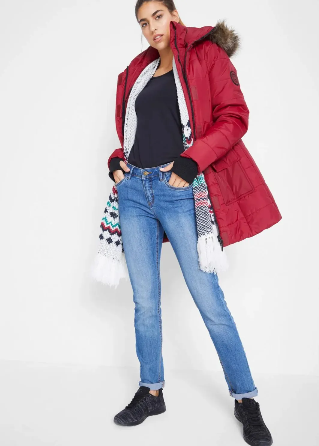 Online wasserabweisende Funktions-Longjacke in 2-in-1-Optik, gesteppt Damen Nachhaltigere Materialien|Jacken & Mäntel