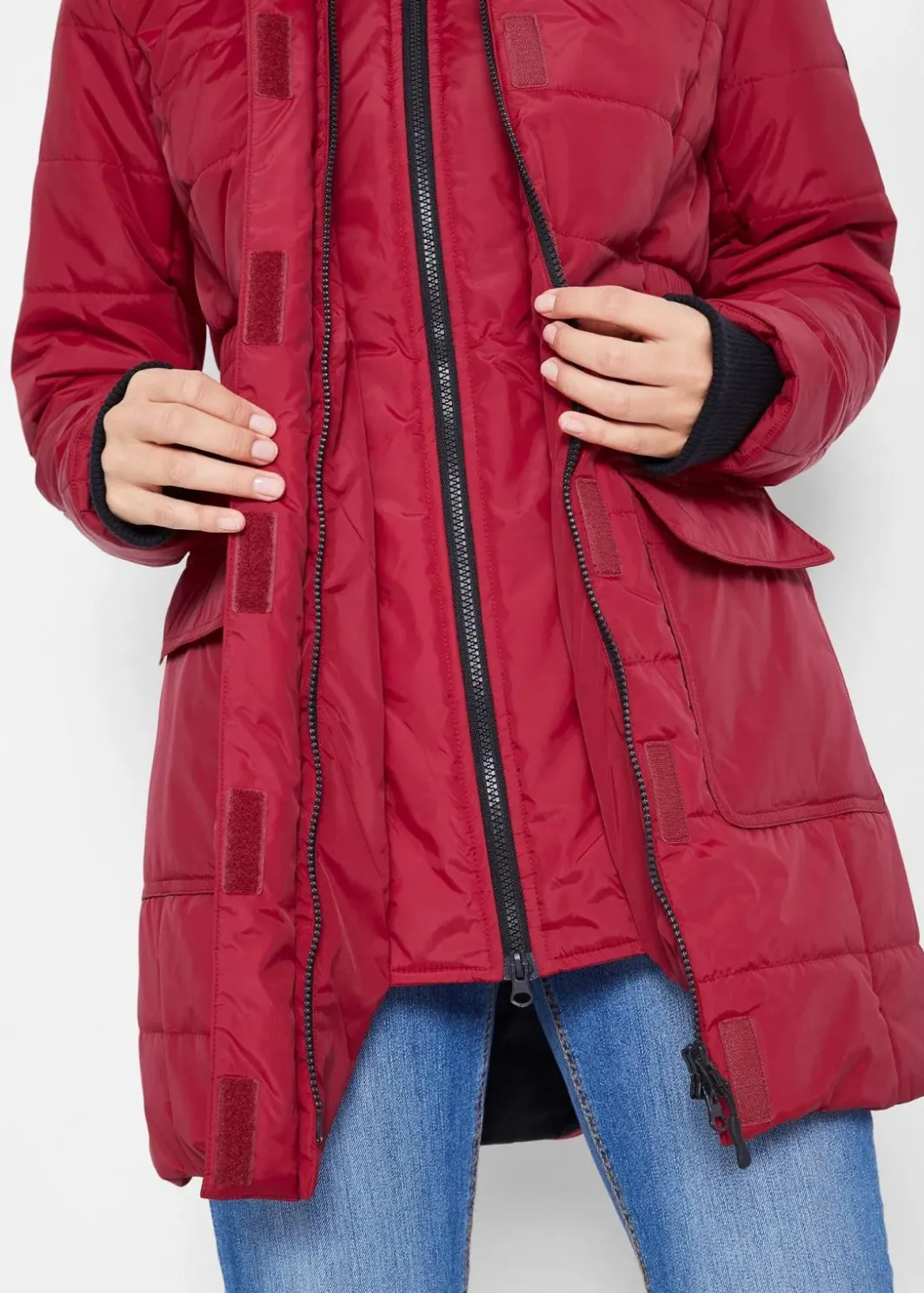 Online wasserabweisende Funktions-Longjacke in 2-in-1-Optik, gesteppt Damen Nachhaltigere Materialien|Jacken & Mäntel
