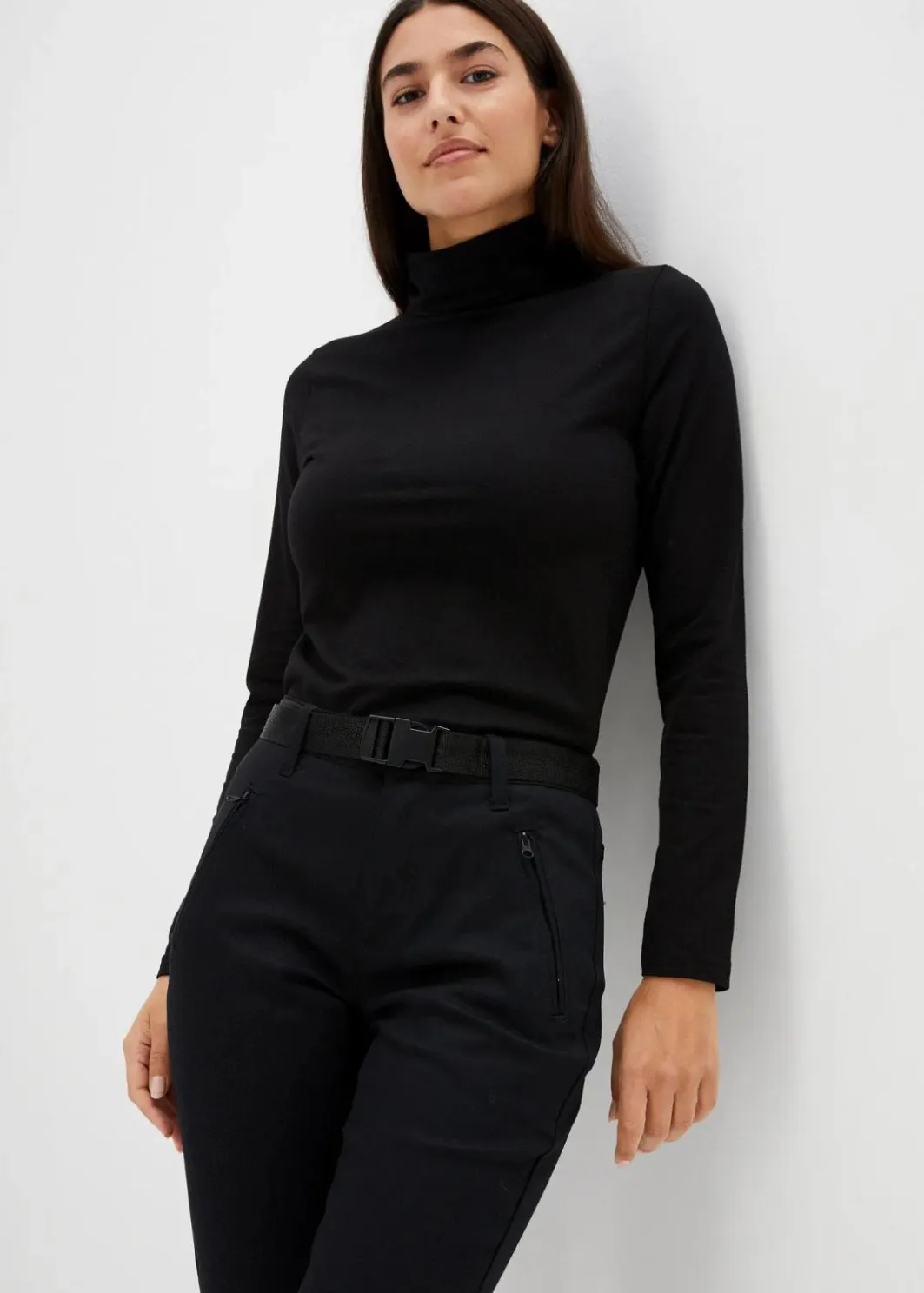 Damen bonprix Outdoorbekleidung|Sportbekleidung|Wasserabweisende Funktionshose aus Stretch-Twill mit Gürtel