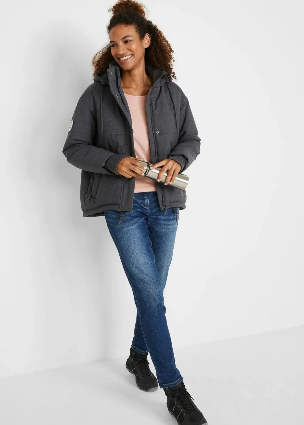 Damen bonprix Bekleidung·Hosen|Jacken & Mäntel|wasserabweisende Outdoor-Steppjacke, Oversized