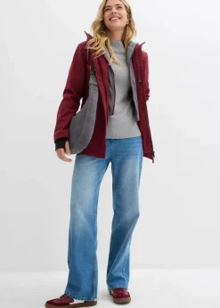 Damen bonprix Jacken & Mäntel|Bekleidung·Hosen|wasserabweisende Softshell-Longjacke, 2 in 1-Optik