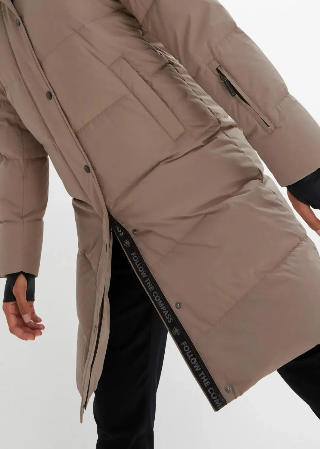 Damen bonprix Nachhaltigere Materialien|Jacken & Mäntel|wasserabweisender Daunenmantel mit bedrucktem Innenfutter
