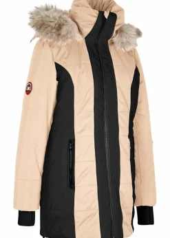 Damen bonprix Jacken & Mäntel|Bekleidung·Hosen|wasserabweisender Outdoor-Kurzmantel mit Fellimitat