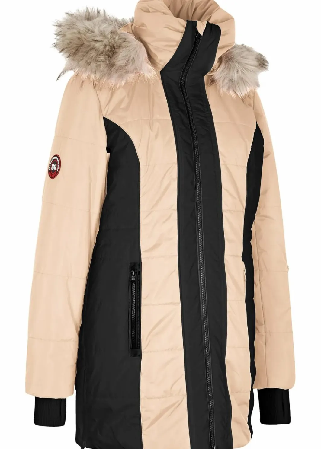 Damen bonprix Jacken & Mäntel|Bekleidung·Hosen|wasserabweisender Outdoor-Kurzmantel mit Fellimitat