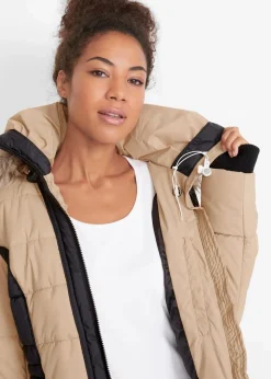 Damen bonprix Jacken & Mäntel|Bekleidung·Hosen|wasserabweisender Outdoor-Kurzmantel mit Fellimitat