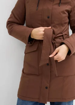 Damen bonprix Bekleidung·Hosen|Jacken & Mäntel|Wasserabweisender Outdoor-Kurzmantel mit Gürtel, Leo-Futter