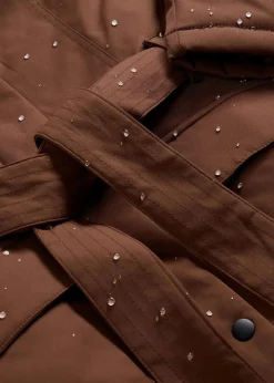 Damen bonprix Bekleidung·Hosen|Jacken & Mäntel|Wasserabweisender Outdoor-Kurzmantel mit Gürtel, Leo-Futter