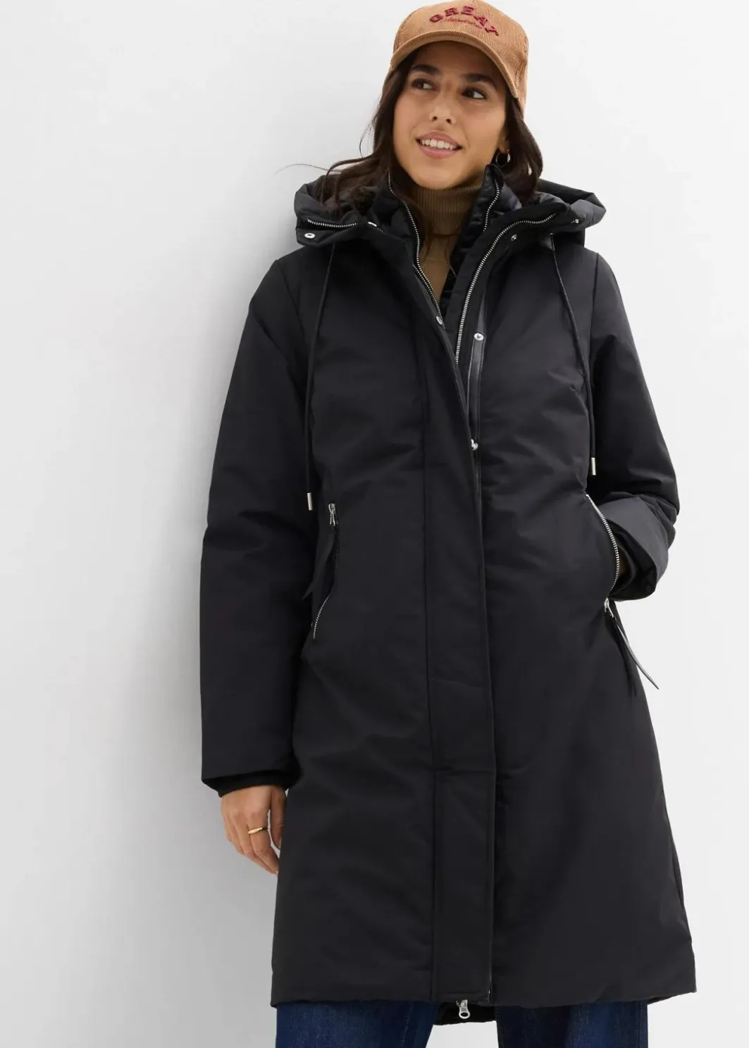 Damen bonprix Jacken & Mäntel|Bekleidung·Hosen|wasserabweisender Outdoor-Mantel, 2in1 Optik