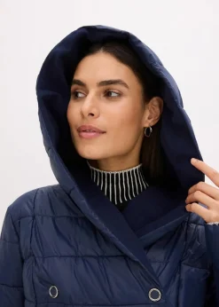 Damen bonprix Bekleidung·Hosen|Jacken & Mäntel|wasserabweisender Steppmantel mit Wollimitat Besatz und Bindegürtel (2-tlg.)