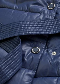 Damen bonprix Bekleidung·Hosen|Jacken & Mäntel|wasserabweisender Steppmantel mit Wollimitat Besatz und Bindegürtel (2-tlg.)
