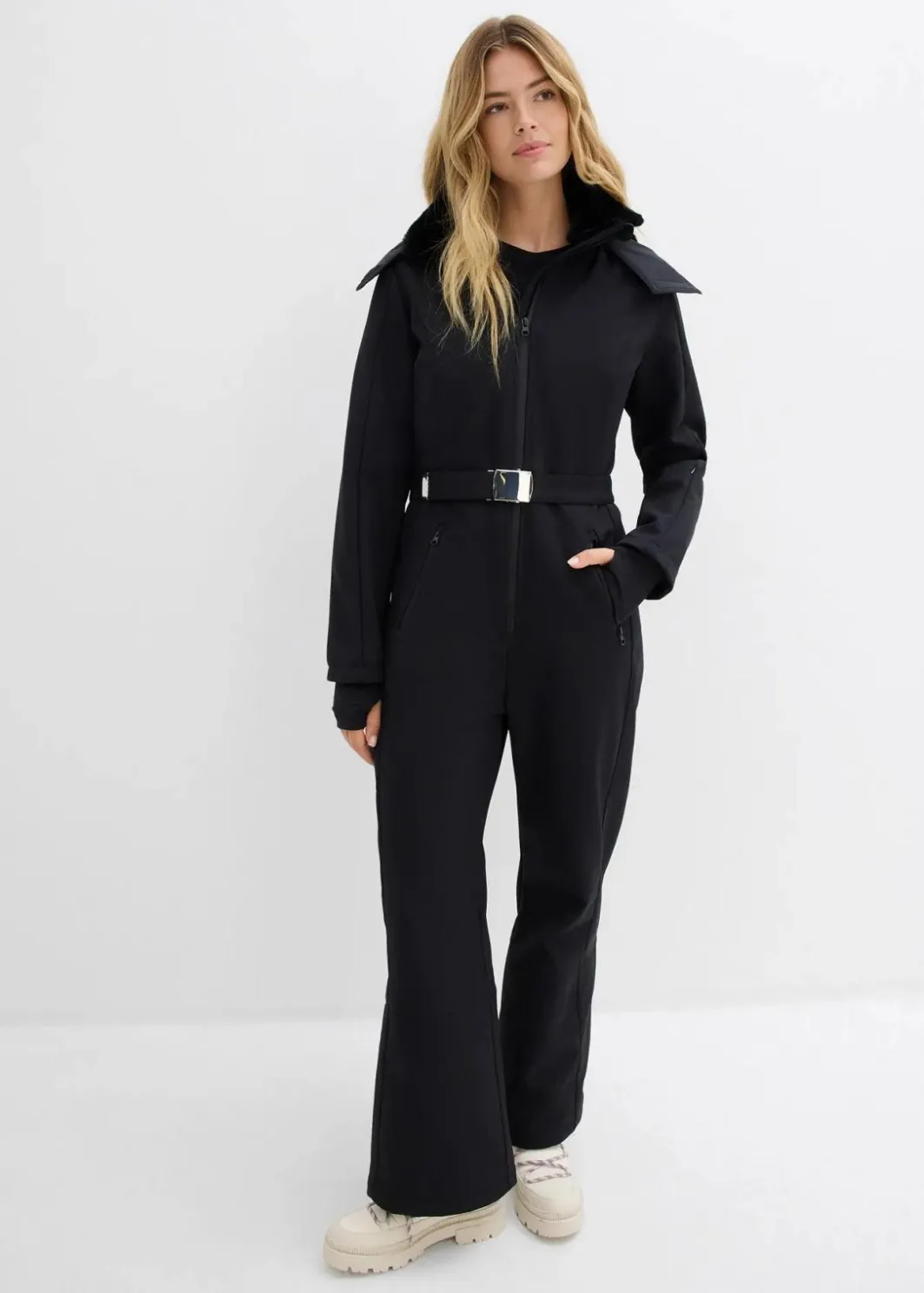 Damen bonprix Hosen|Sportbekleidung|wasserabweisender, warmgefütterter Softshell-Skianzug