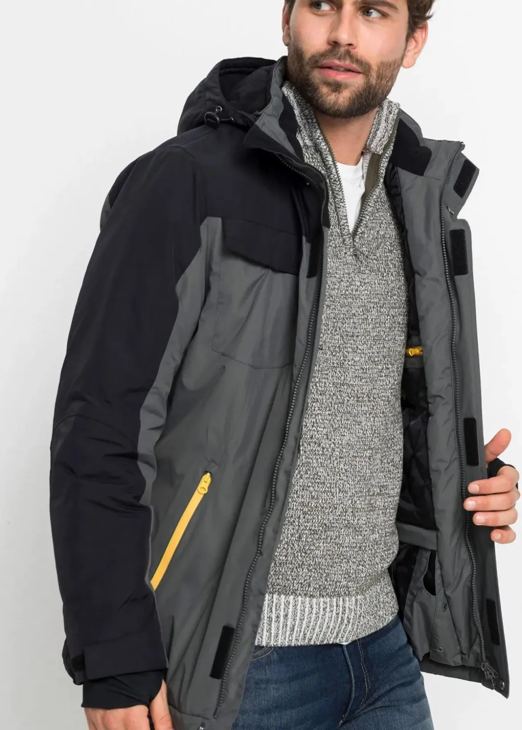 Discount wasserdichte Funktionsjacke mit abnehmbarer Kapuze Herren Große Größen|Outdoorbekleidung