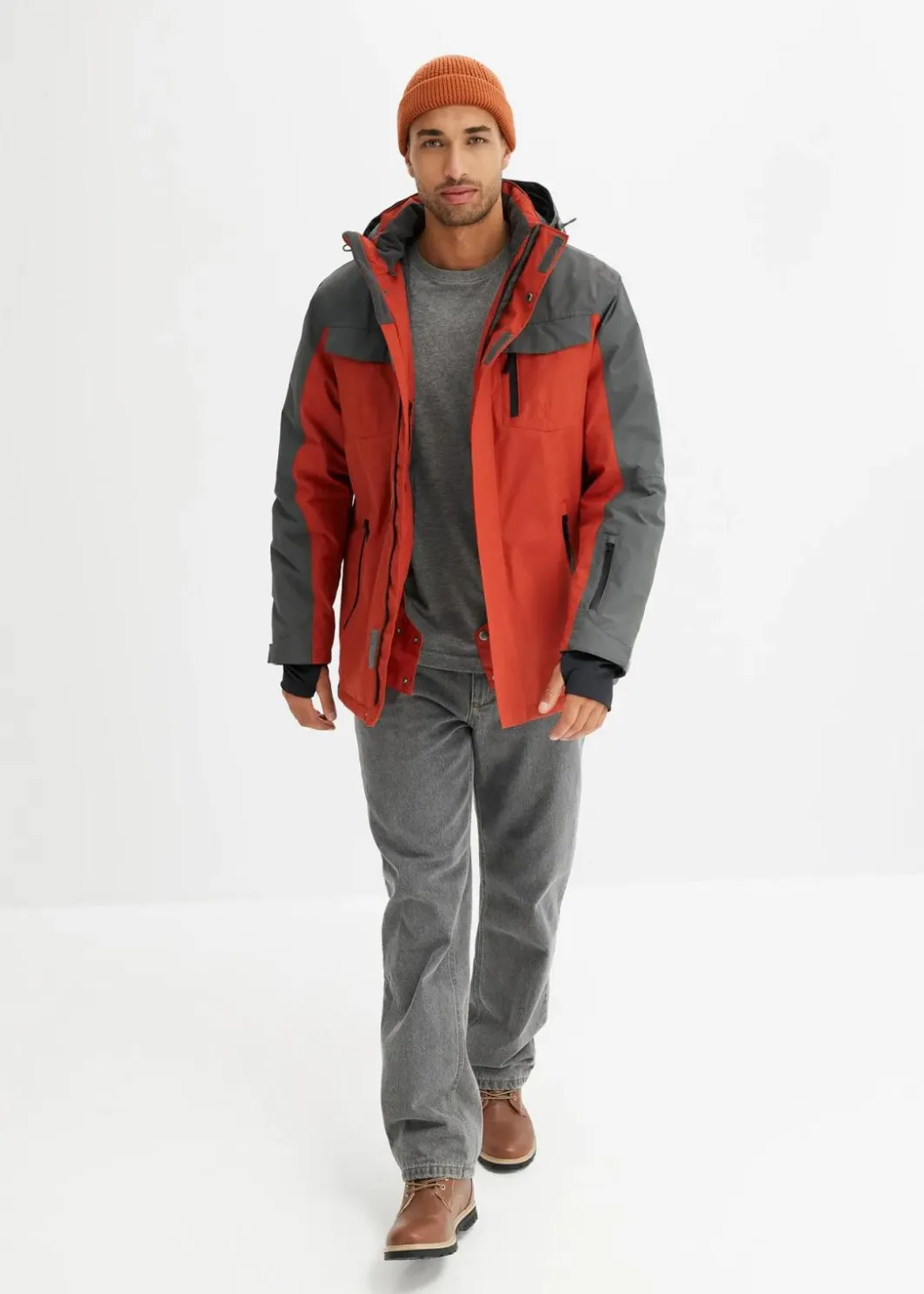 Herren bonprix Jacken & Mäntel|Outdoorbekleidung|wasserdichte Funktionsjacke mit abnehmbarer Kapuze
