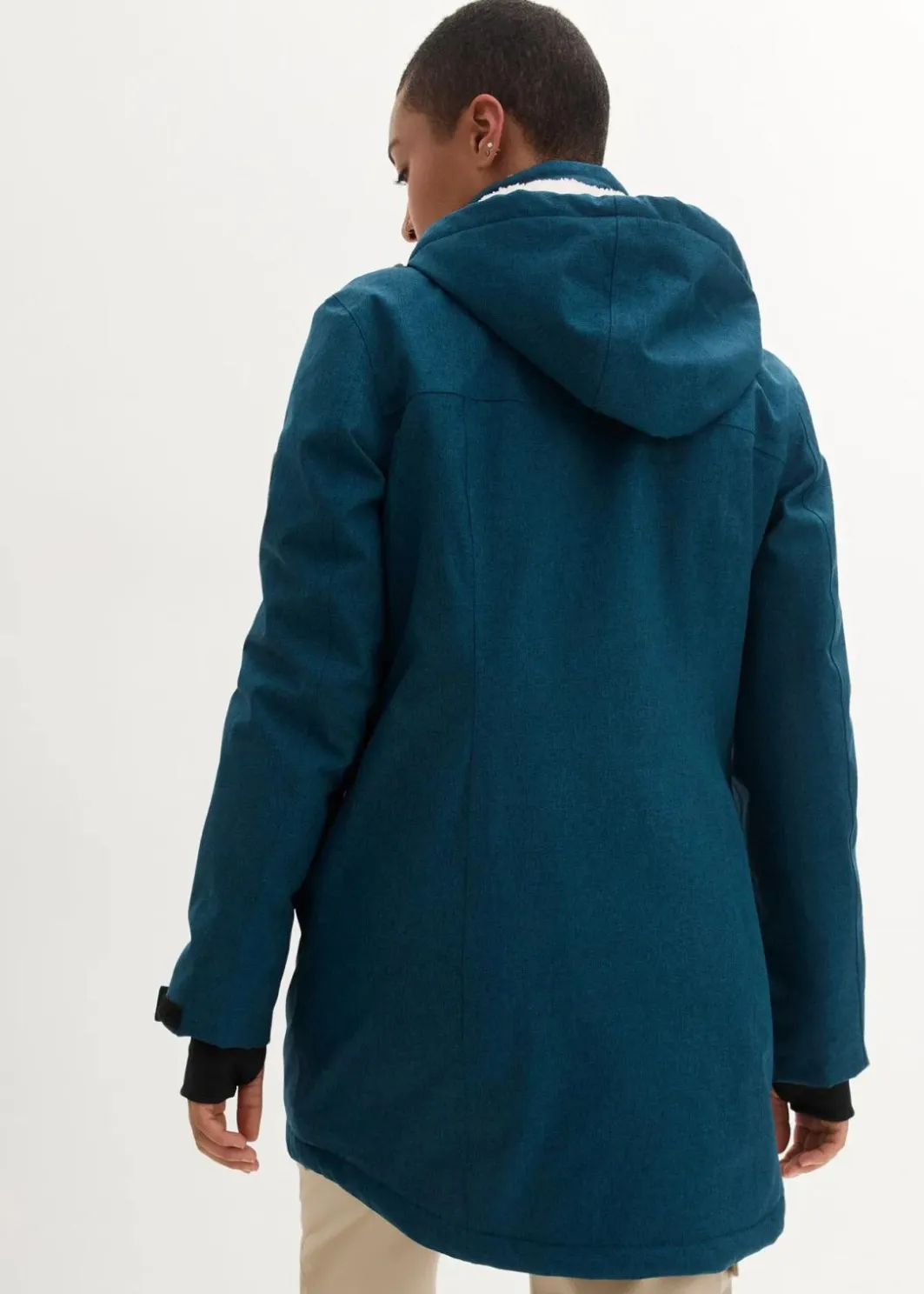 Damen bonprix Jacken & Mäntel|Bekleidung·Hosen|wasserdichte Funktions-Outdoor-Longjacke mit Teddyfleece