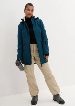 Damen bonprix Jacken & Mäntel|Bekleidung·Hosen|wasserdichte Funktions-Outdoor-Longjacke mit Teddyfleece