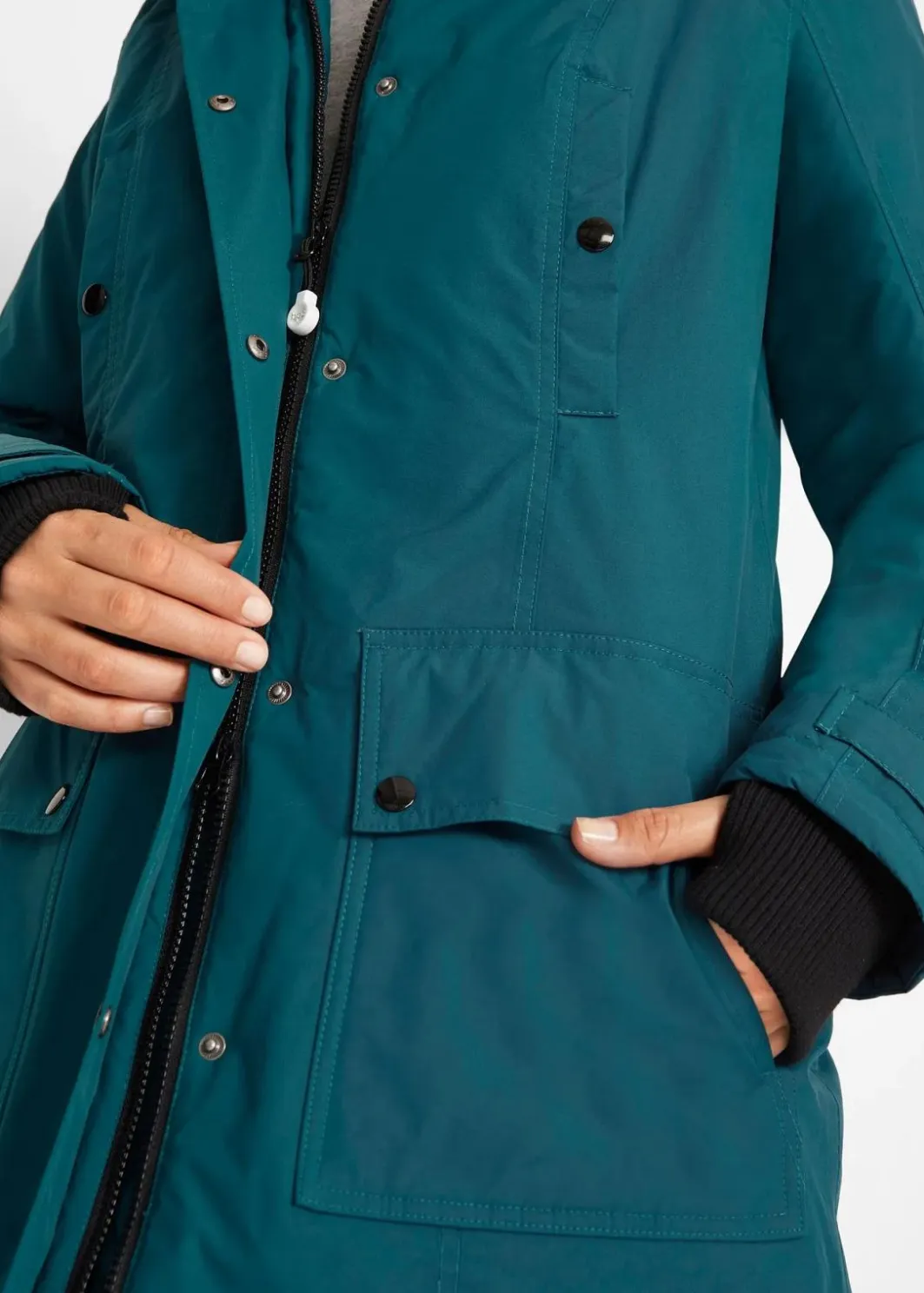 Damen bonprix Bekleidung·Hosen|Jacken & Mäntel|wasserdichte Funktions-Outdoor-Longjacke mit Kapuze