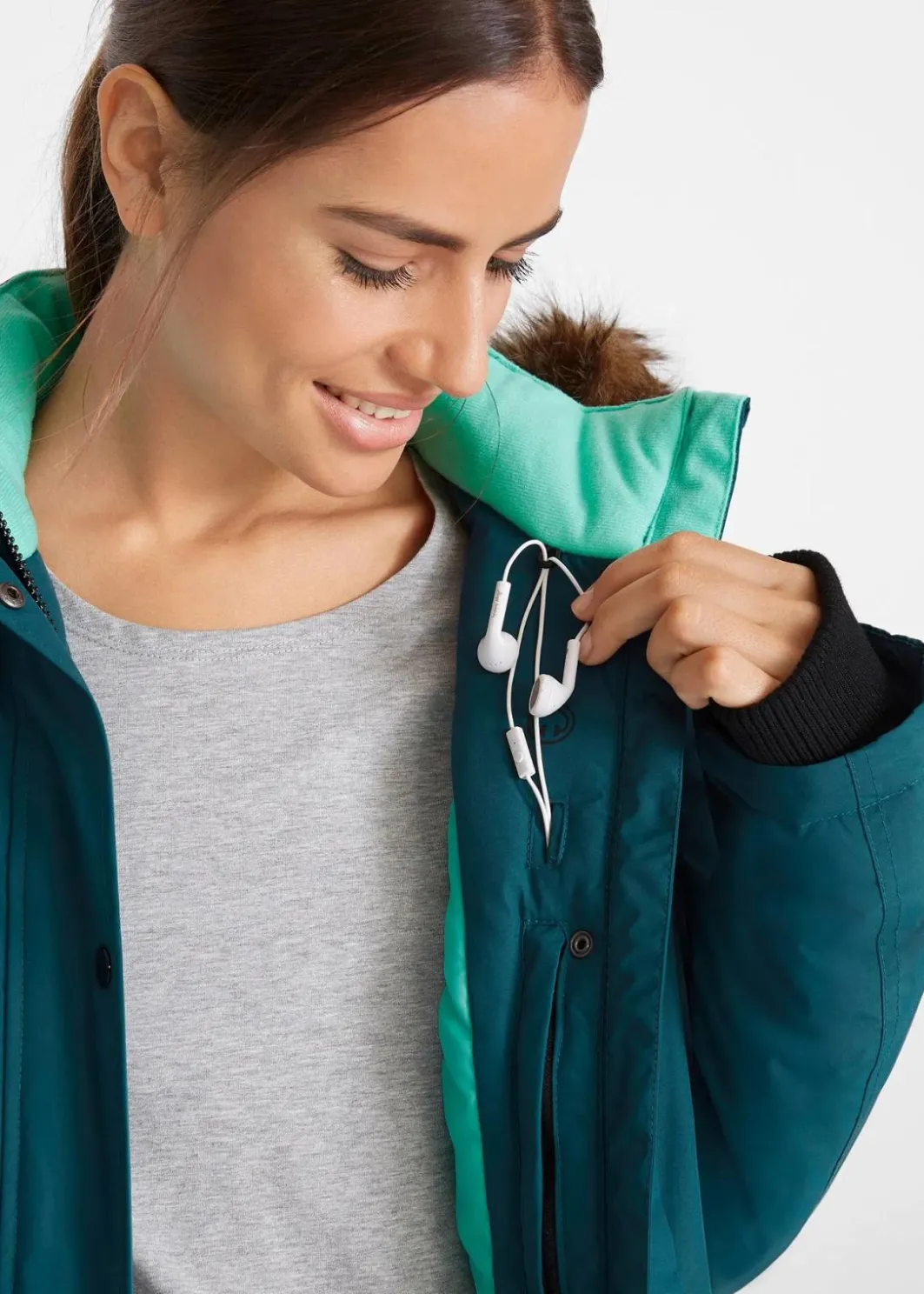 Damen bonprix Bekleidung·Hosen|Jacken & Mäntel|wasserdichte Funktions-Outdoor-Longjacke mit Kapuze