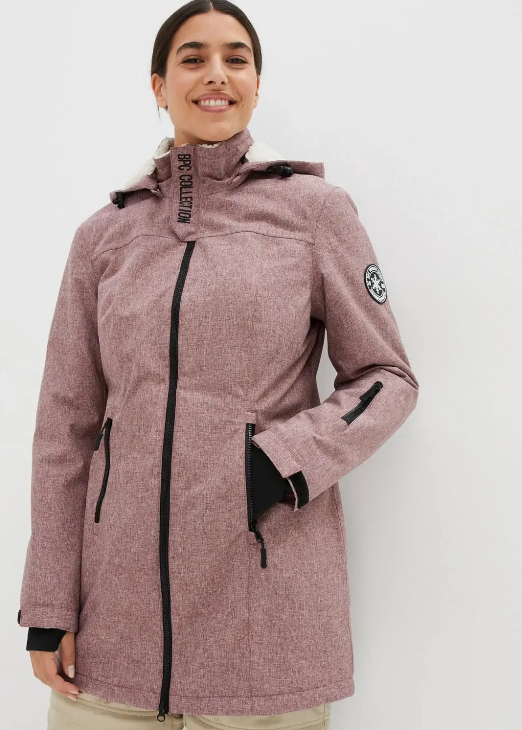 Damen bonprix Bekleidung·Hosen|Jacken & Mäntel|wasserdichte Funktions-Outdoor-Longjacke mit Teddyfleece