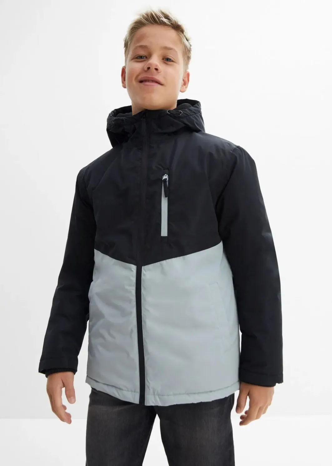 Hot wasserdichte Winterjacke im Colourblocking mit Kapuze Kinder Jungen 9-16 Jahre·Jacken & Outdoor|Jungen 2-8 Jahre·Nachhaltigere Materialien