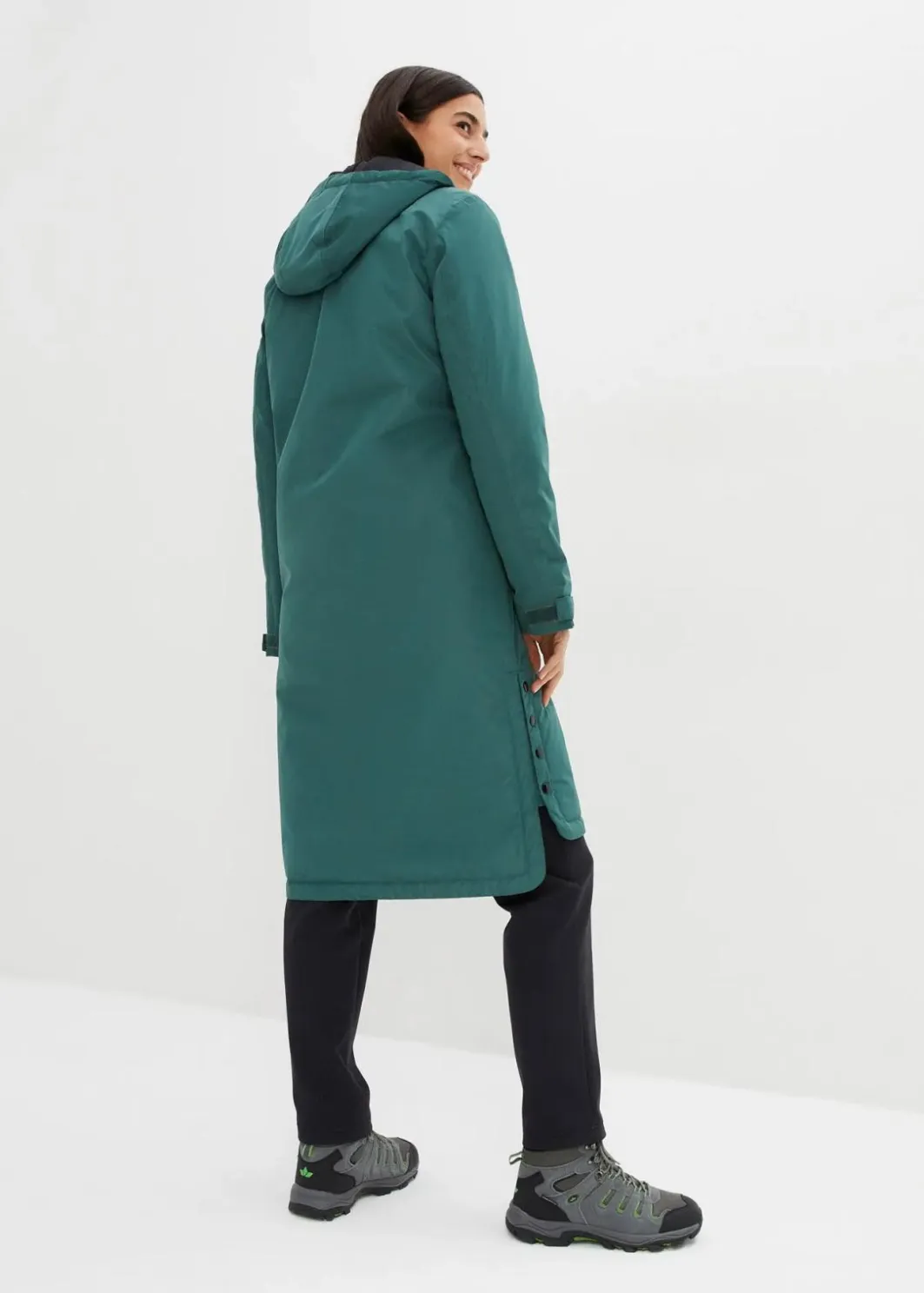 Damen bonprix Nachhaltigere Materialien|Jacken & Mäntel|wasserdichter, wattierter Regenmantel in Midi-Länge