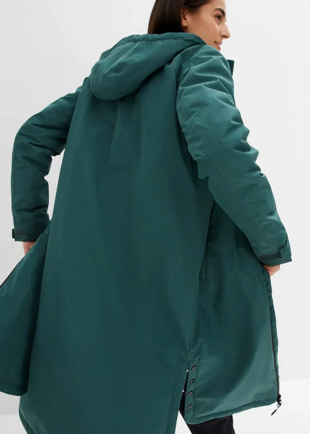 Damen bonprix Nachhaltigere Materialien|Jacken & Mäntel|wasserdichter, wattierter Regenmantel in Midi-Länge
