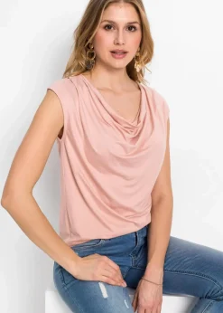 Damen bonprix Nachhaltigere Materialien|Shirts & Tops|Wasserfall-Shirt aus Viskose-Mix