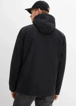 Herren bonprix Große Größen|Jacken & Mäntel|wassserabweisende Funktionsjacke mit Kapuze und Lederimitat-Details