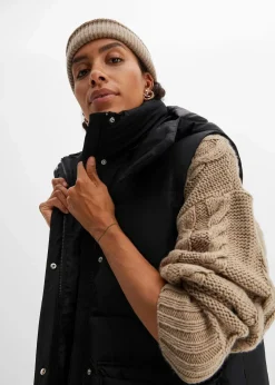 Damen bonprix Nachhaltigere Materialien|Jacken & Mäntel|Wattierte Steppweste mit abnehmbarer Kapuze