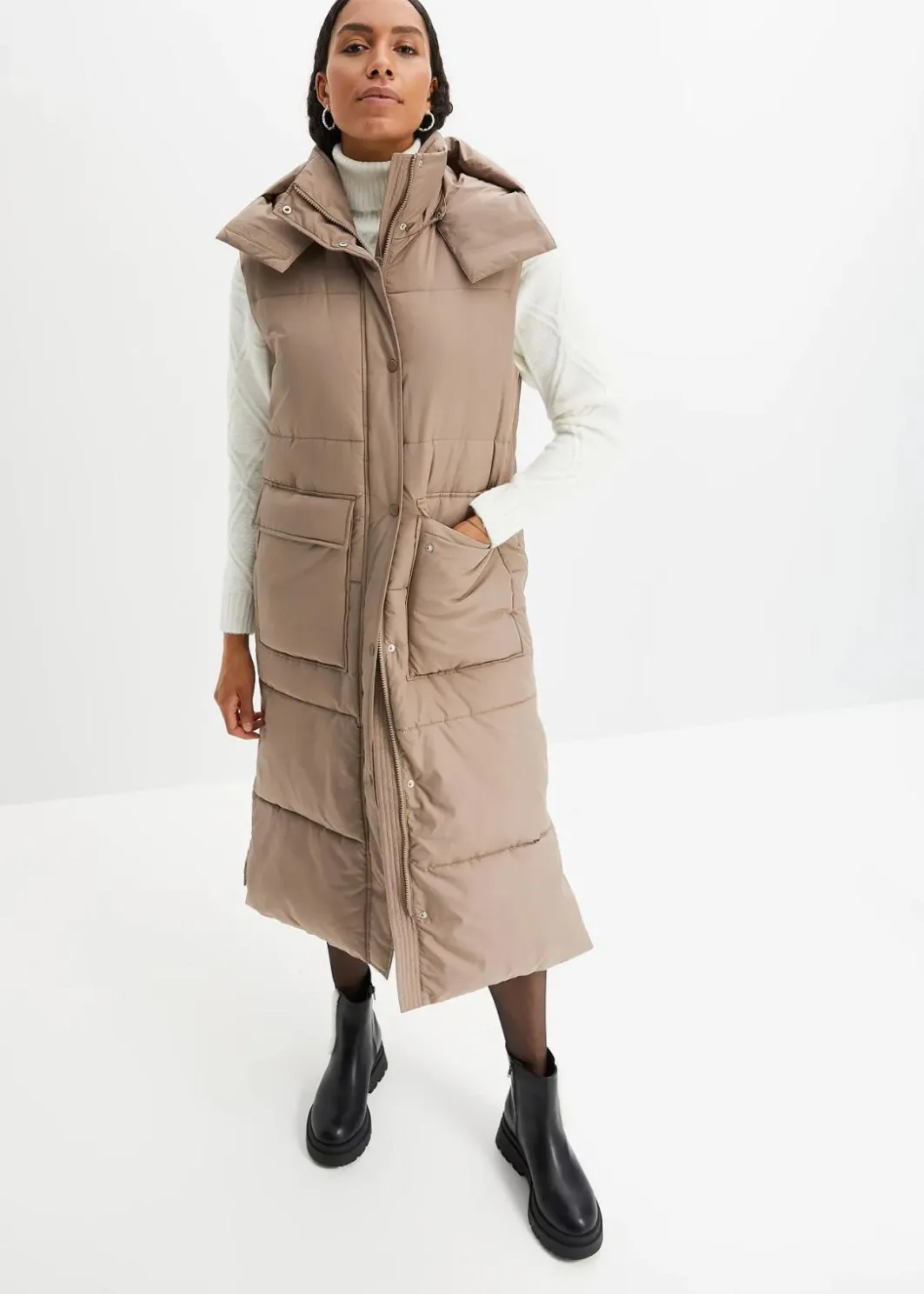 Discount Wattierte Steppweste mit abnehmbarer Kapuze Damen Bekleidung·Hosen|Jacken & Mäntel