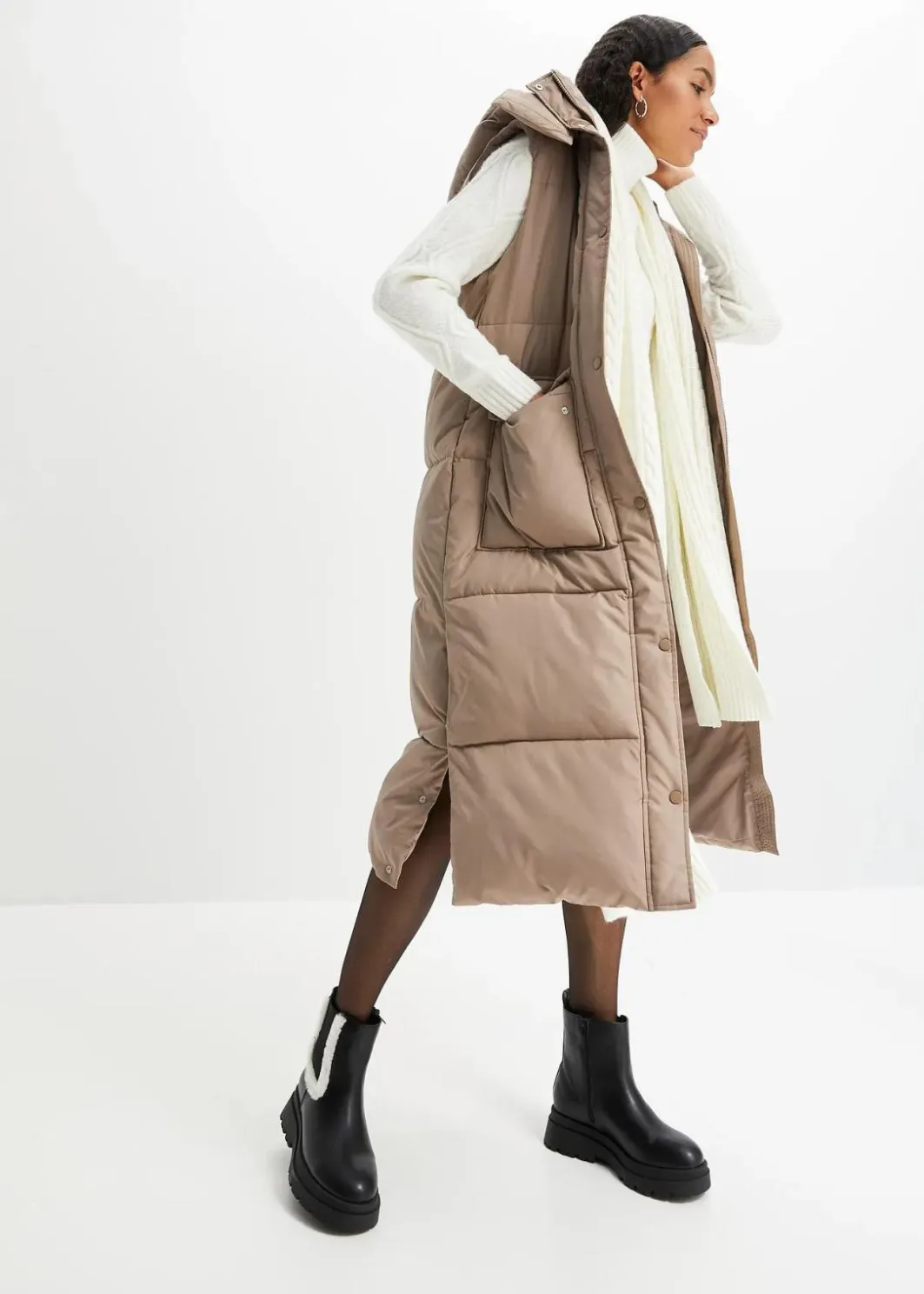 Discount Wattierte Steppweste mit abnehmbarer Kapuze Damen Bekleidung·Hosen|Jacken & Mäntel
