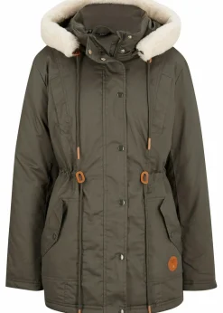Damen bonprix Jacken & Mäntel|Bekleidung·Hosen|Wattierter Parka mit Fellimitat-Besatz