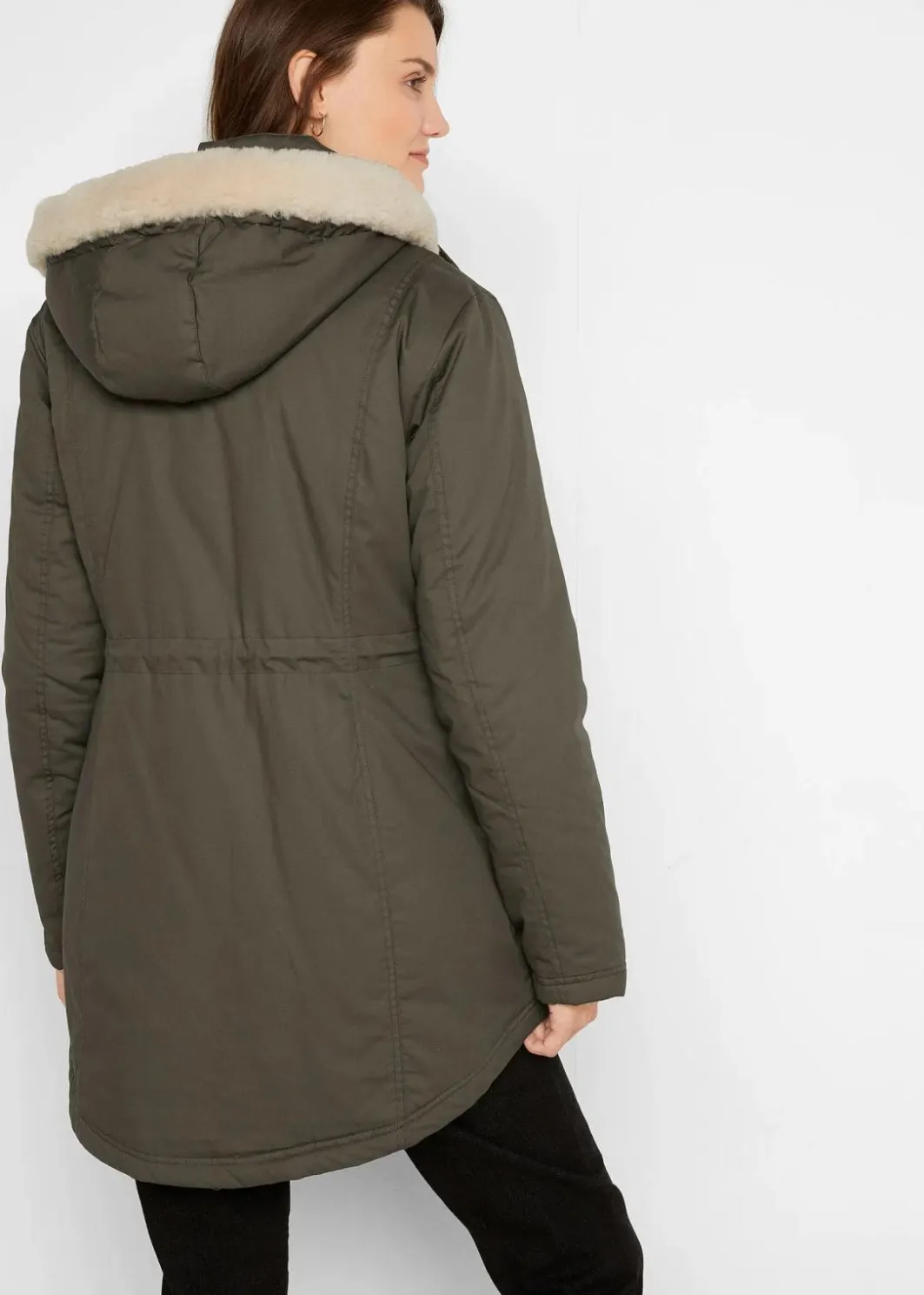 Damen bonprix Jacken & Mäntel|Bekleidung·Hosen|Wattierter Parka mit Fellimitat-Besatz