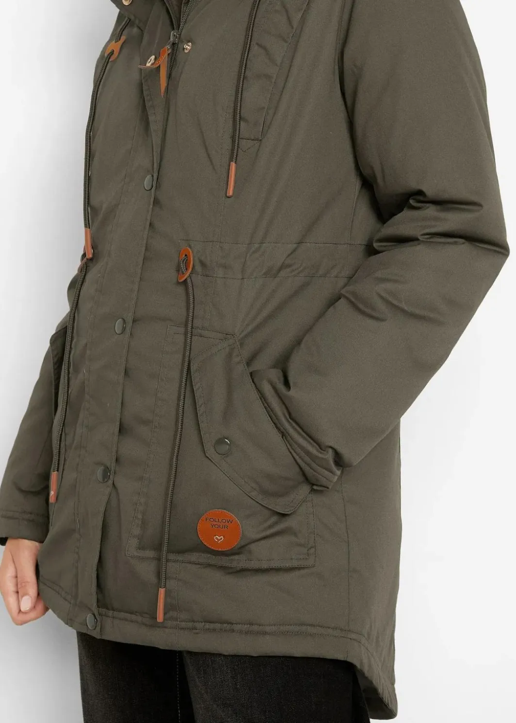 Damen bonprix Jacken & Mäntel|Bekleidung·Hosen|Wattierter Parka mit Fellimitat-Besatz