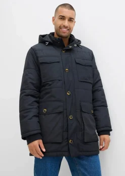 Online wattierter Stepp-Parka mit aufgesetzten Taschen und abnehmbarer Kapuze Herren Große Größen|Jacken & Mäntel