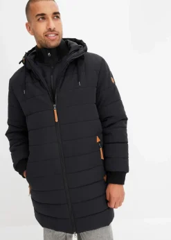 Clearance wattierter Stepp-Parka mit Kapuze und Lederimitat-Details Herren Große Größen|Jacken & Mäntel