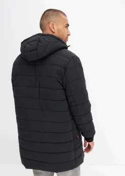 Clearance wattierter Stepp-Parka mit Kapuze und Lederimitat-Details Herren Große Größen|Jacken & Mäntel