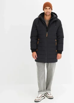 Clearance wattierter Stepp-Parka mit Kapuze und Lederimitat-Details Herren Große Größen|Jacken & Mäntel