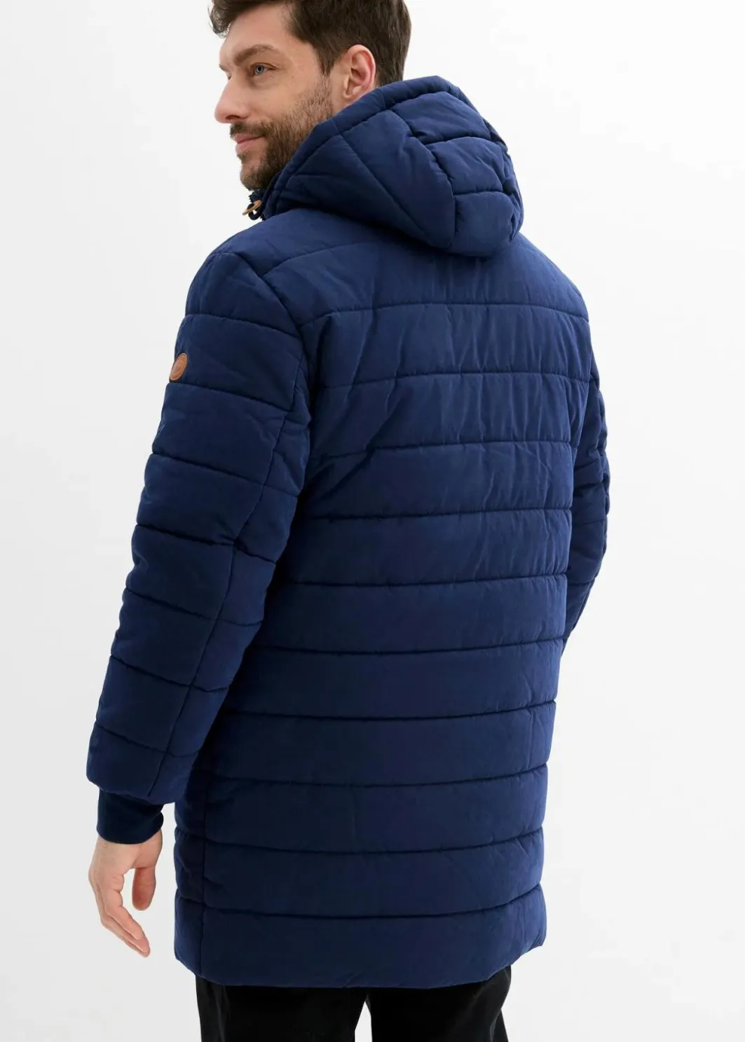 Outlet wattierter Stepp-Parka mit Kapuze und Lederimitat-Details Herren Jacken & Mäntel|Große Größen