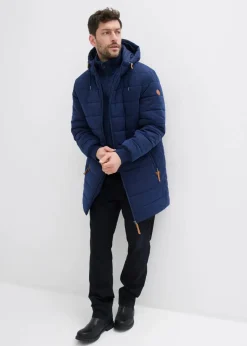 Outlet wattierter Stepp-Parka mit Kapuze und Lederimitat-Details Herren Jacken & Mäntel|Große Größen