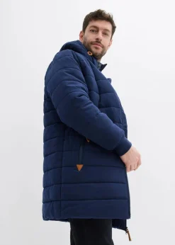 Outlet wattierter Stepp-Parka mit Kapuze und Lederimitat-Details Herren Jacken & Mäntel|Große Größen