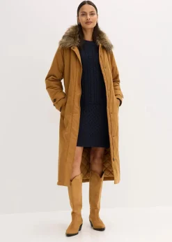 Wattierter Trenchcoat mit abnehmbaren Fellkragen Damen Bekleidung·Hosen|Jacken & Mäntel