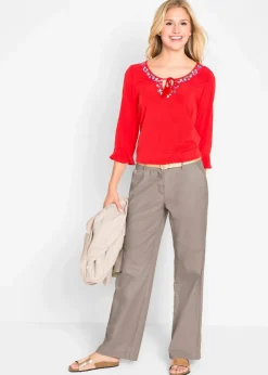 Damen bonprix Hosen|Bekleidung·Kleider|Webhose aus Leinen-Baumwoll-Mix