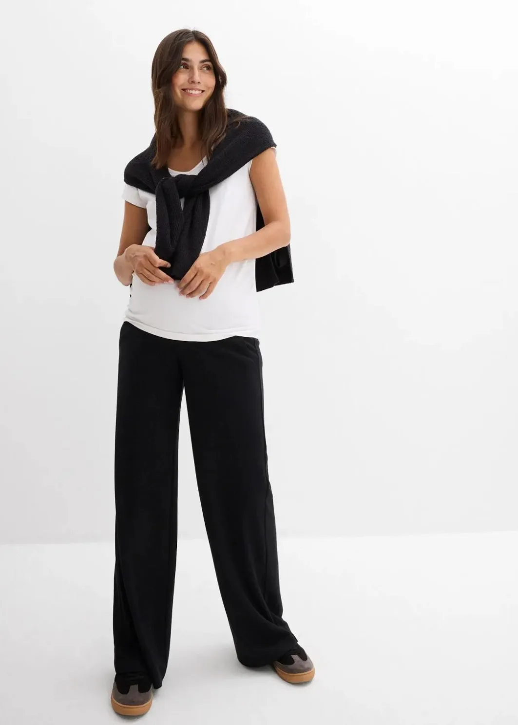 Discount Weiche Umstandshose aus bequemen Punto di Roma, weites Bein Damen Bekleidung·Blazer|Umstandsmode