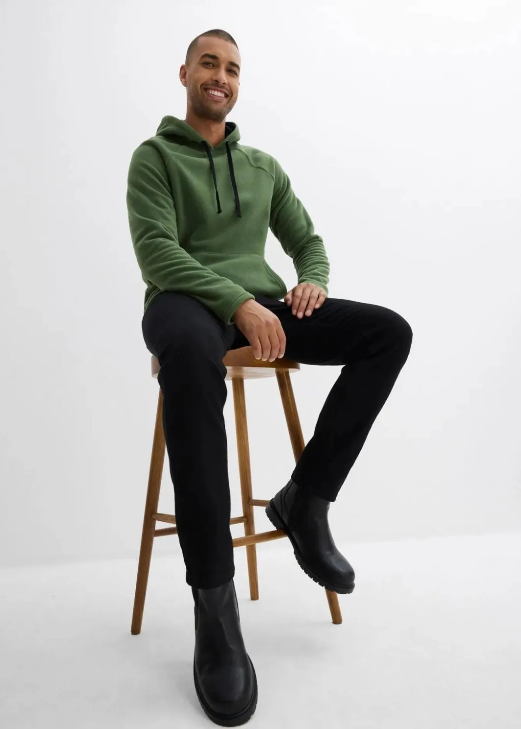 Herren bonprix Sweat|Große Größen|weicher Fleecepullover mit Kapuze