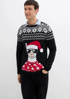 Online Weihnachtspullover aus weichem Baumwollmix Herren Große Größen|Pullover & Strickjacken