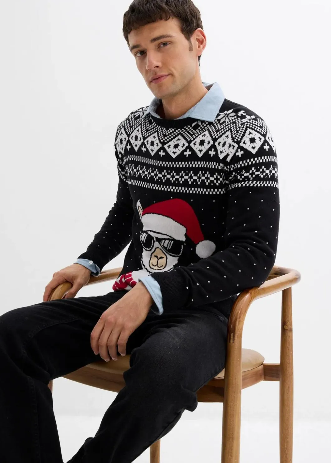 Online Weihnachtspullover aus weichem Baumwollmix Herren Große Größen|Pullover & Strickjacken